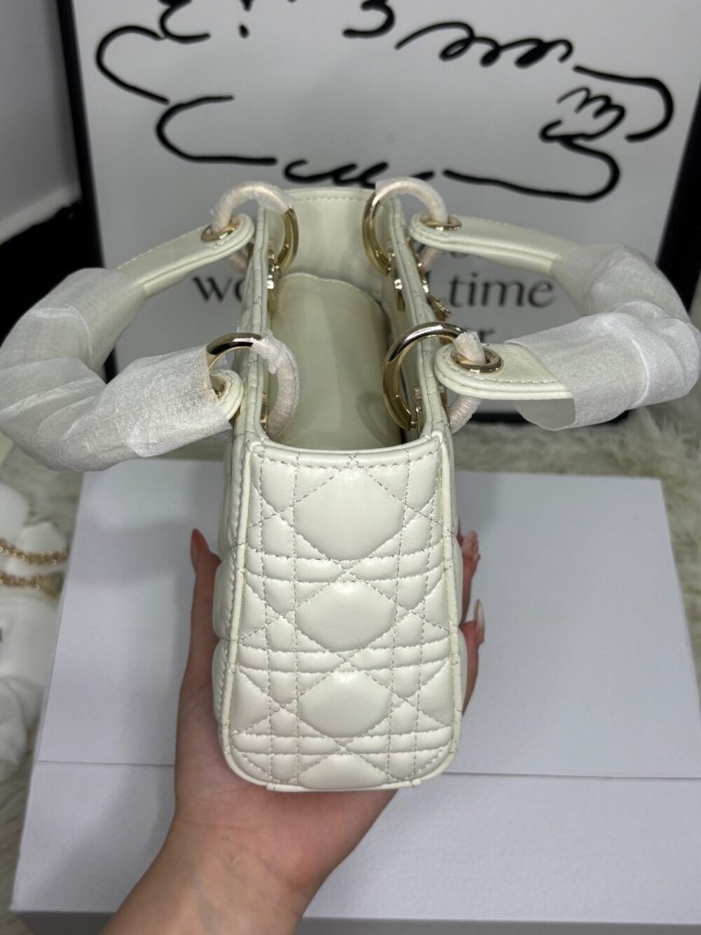 Small Lady Dior My ABCDiormodel in Latte Cannage Lambskin - Picture 7 of 8